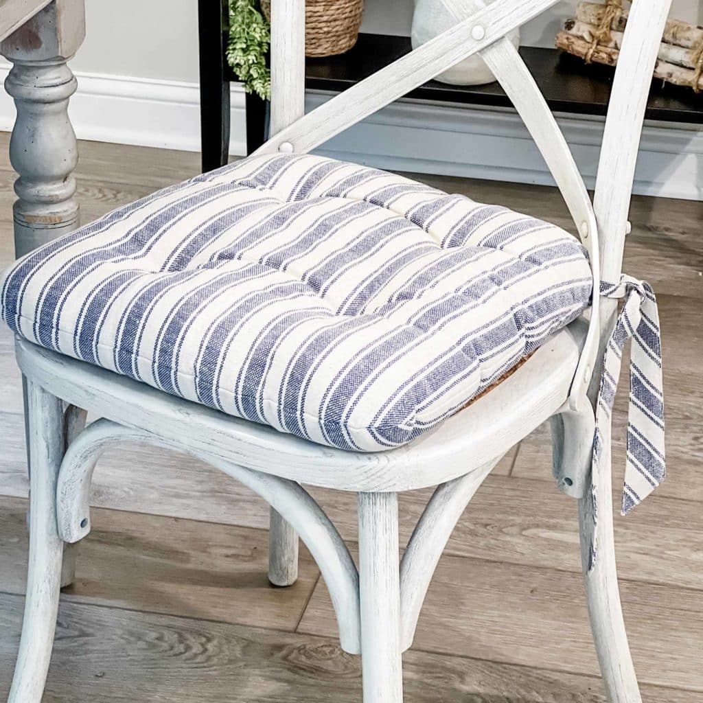 Market Place Blue Ticking Chair Pad Piper Classics