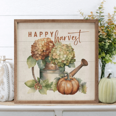 Happy Harvest Watering Can Wooden Sign