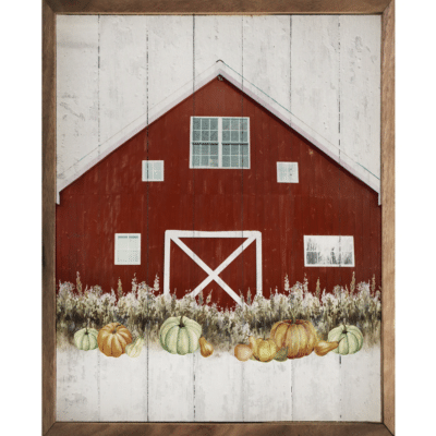 Red Fall Barn Whitewash Wooden Sign
