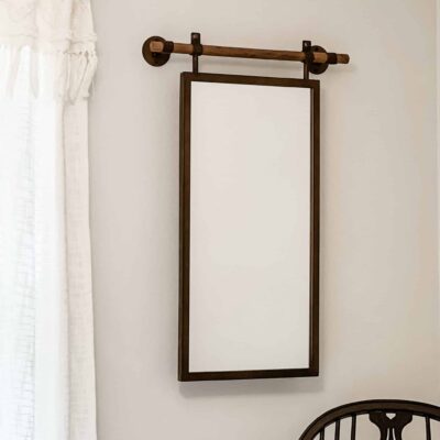 kanani mirror with wooden dowel hanger farmhouse wall hanging mirror with wooden rod