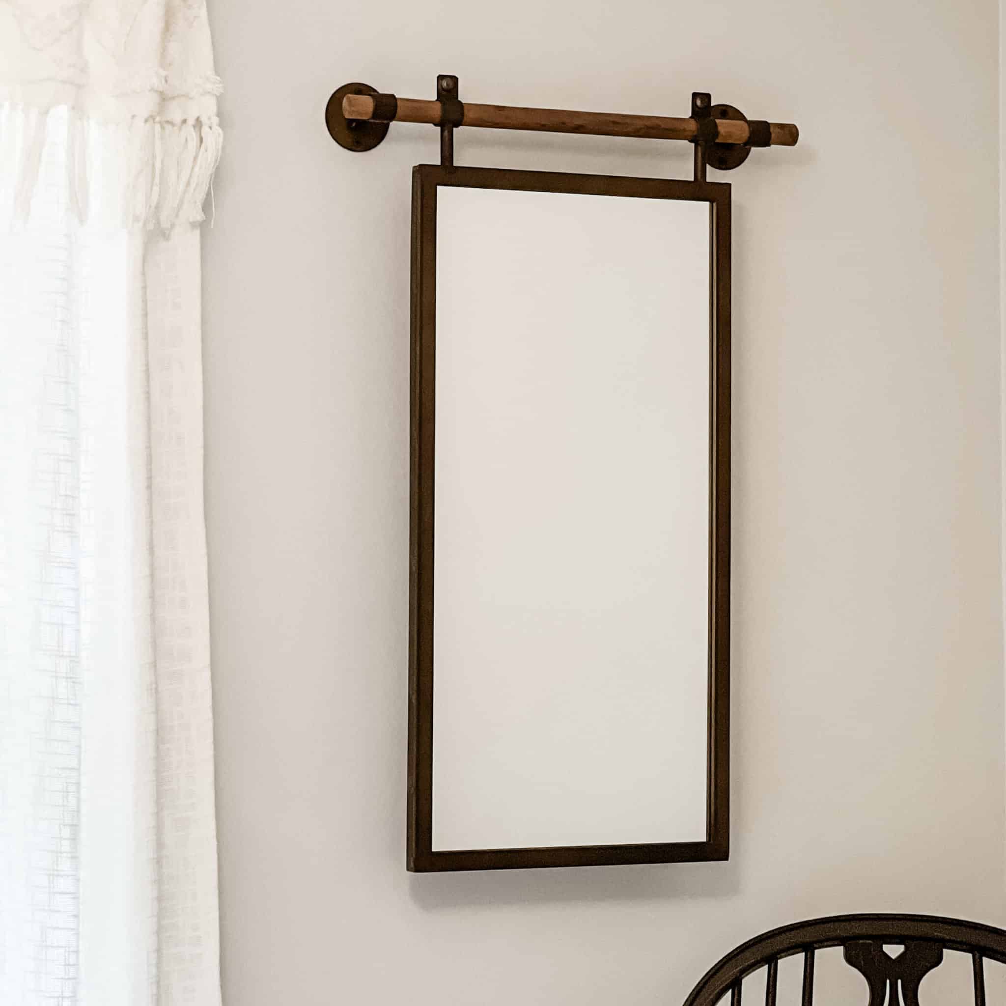 kanani mirror with wooden dowel hanger farmhouse wall hanging mirror with wooden rod