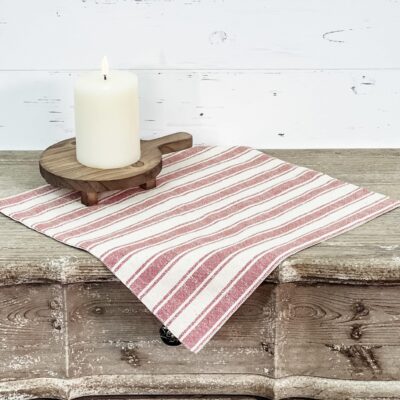 Market Place Red Ticking Stripe Table Mat - Set/2