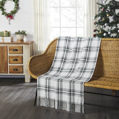 Harper Plaid Green & White Throw Blanket