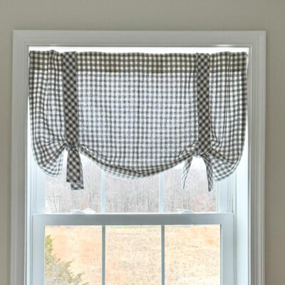 gray gables check roman valance farmhouse window topper