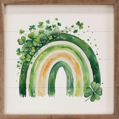Rainbow & Clovers Wooden Sign