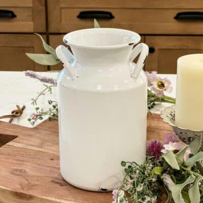 White Metal Milk Bucket