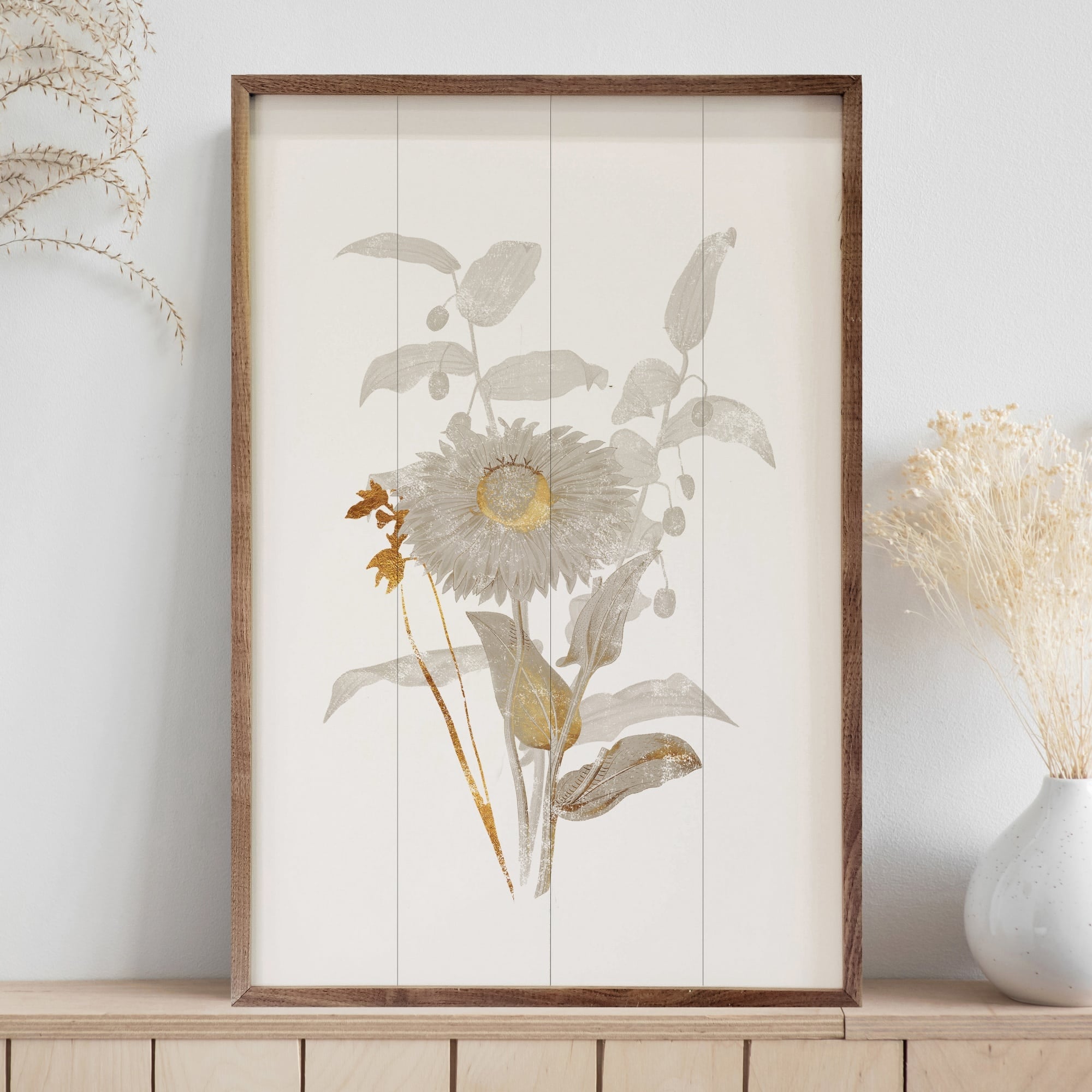Gold Daisy Flower Wooden Sign