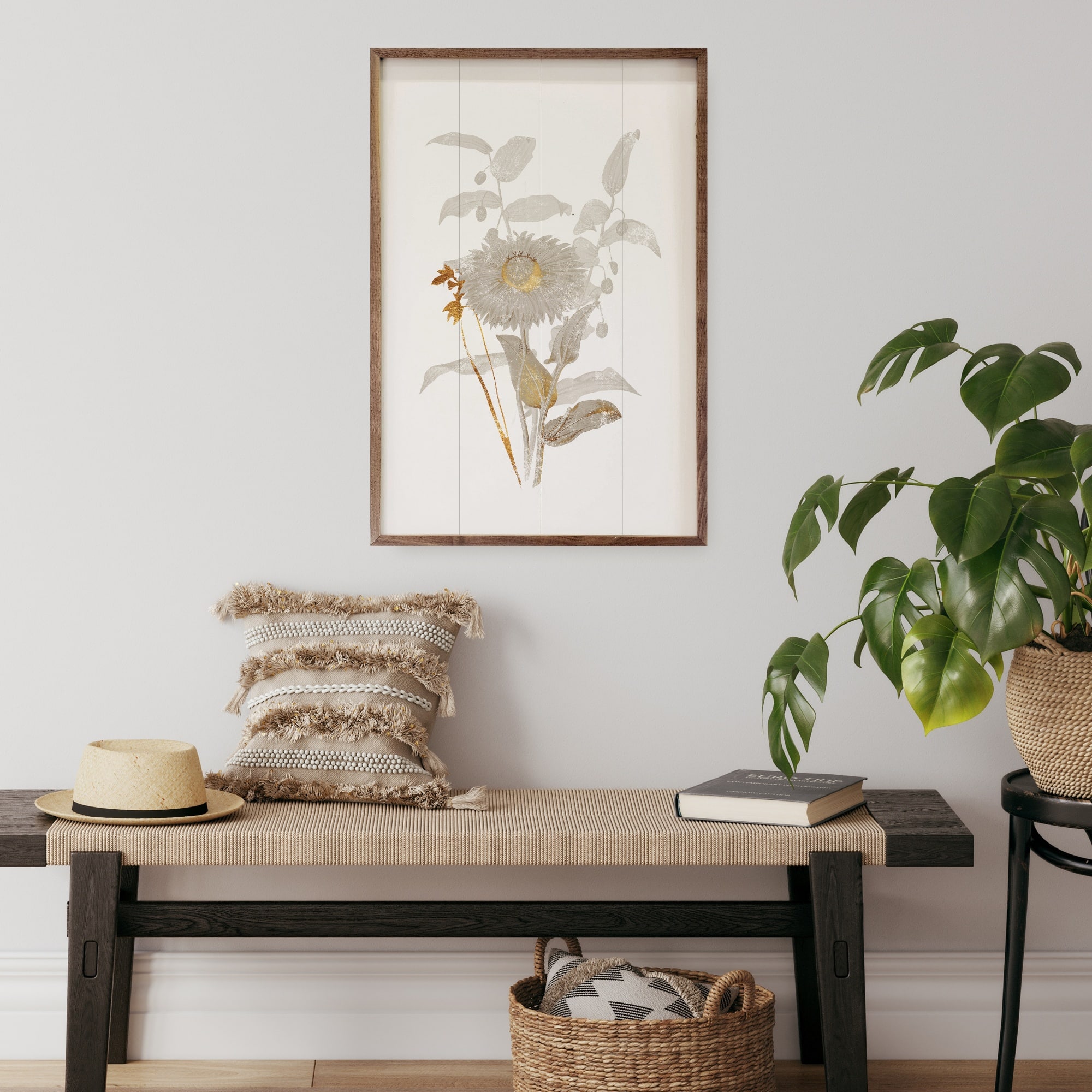 Gold Daisy Flower Wooden Sign - Image 3