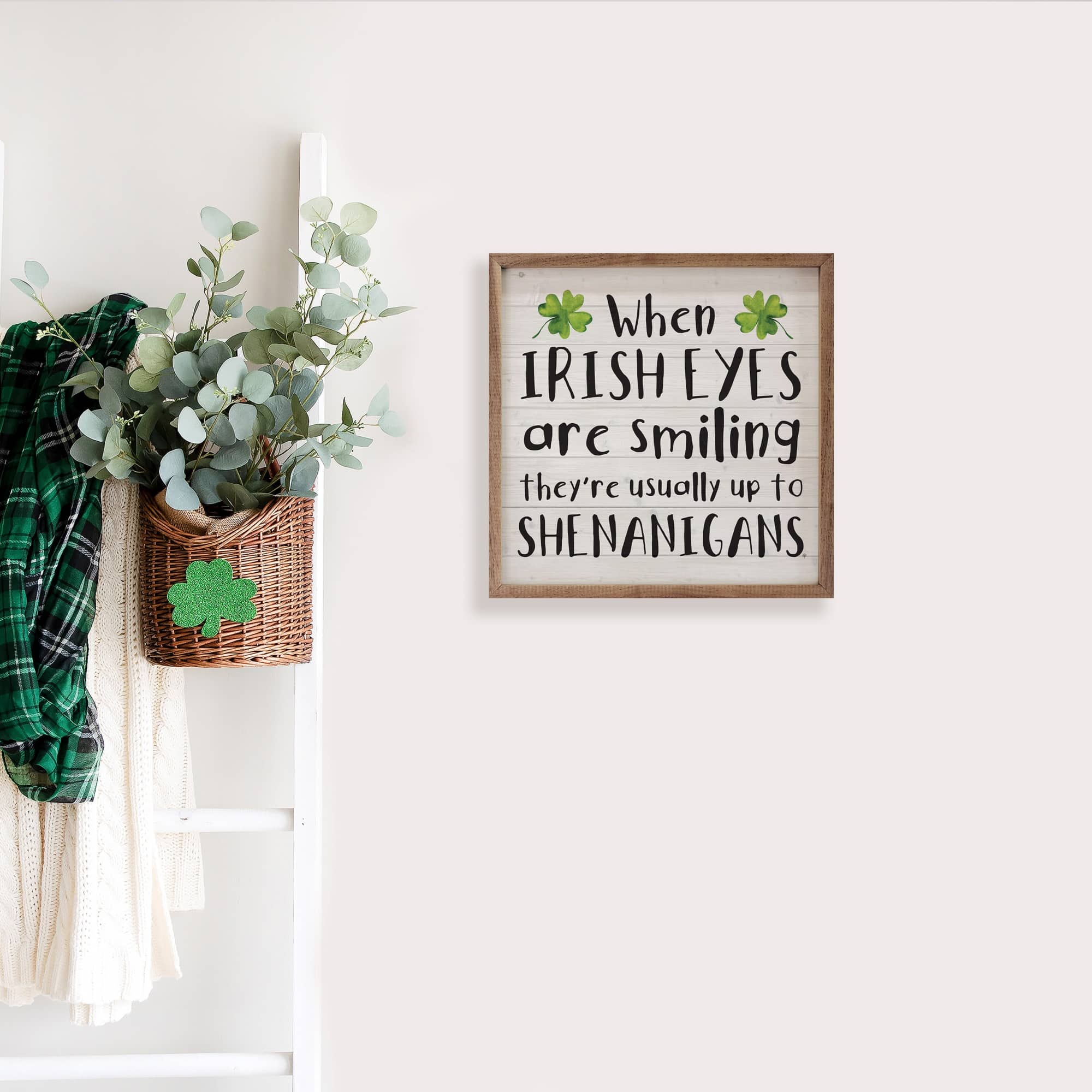 When Irish Eyes Are Smiling Clovers Wooden Sign - Image 3