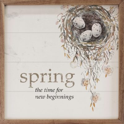 Spring Is The Time Nest White Wooden Sign