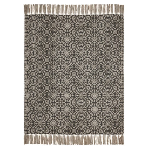 VHC Brands Custom House Black & Tan Jacquard Quilted Lap Throw - 34x34 Inch, Cotton, Primitive Country Decor - View #3