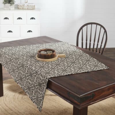 Custom House Black Tan Jacquard Table Topper - 42"