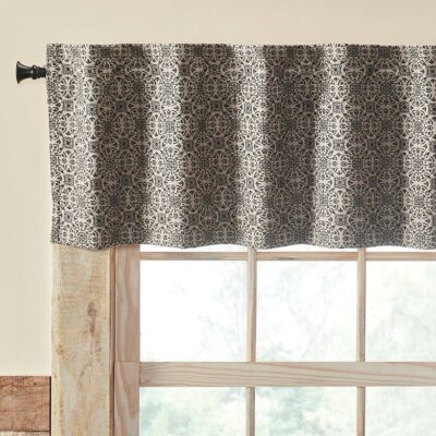 custom house black tan jacquard valance farmhouse window topper