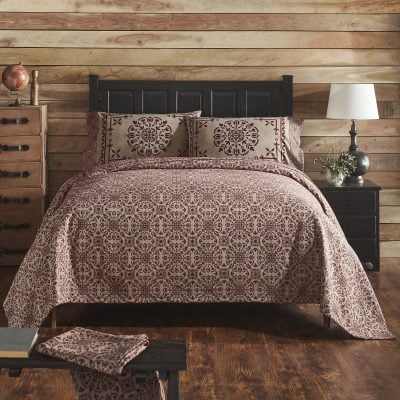custom house burgundy tan jacquard coverlets farmhouse bed covers