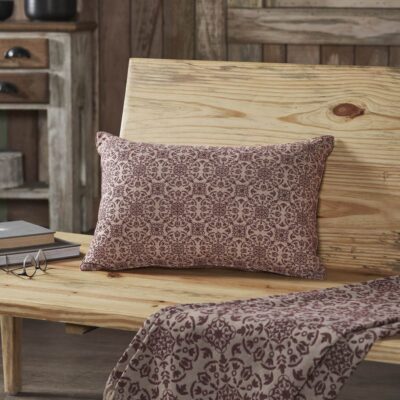 custom house burgundy tan jacquard 14" x 22" filled pillow farmhouse pillow