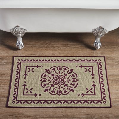 Custom House Burgundy Tan Jacquard Bathmats
