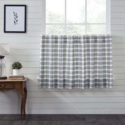 sawyer mill black plaid tiers set of two farmhouse cafe curtains
