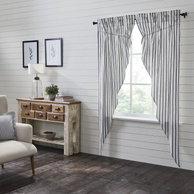 sawyer mill ticking stripe black prairie panel set of two farmhouse drapes