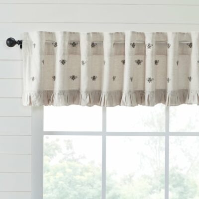 embroidered bee valance 90" farmhouse window topper