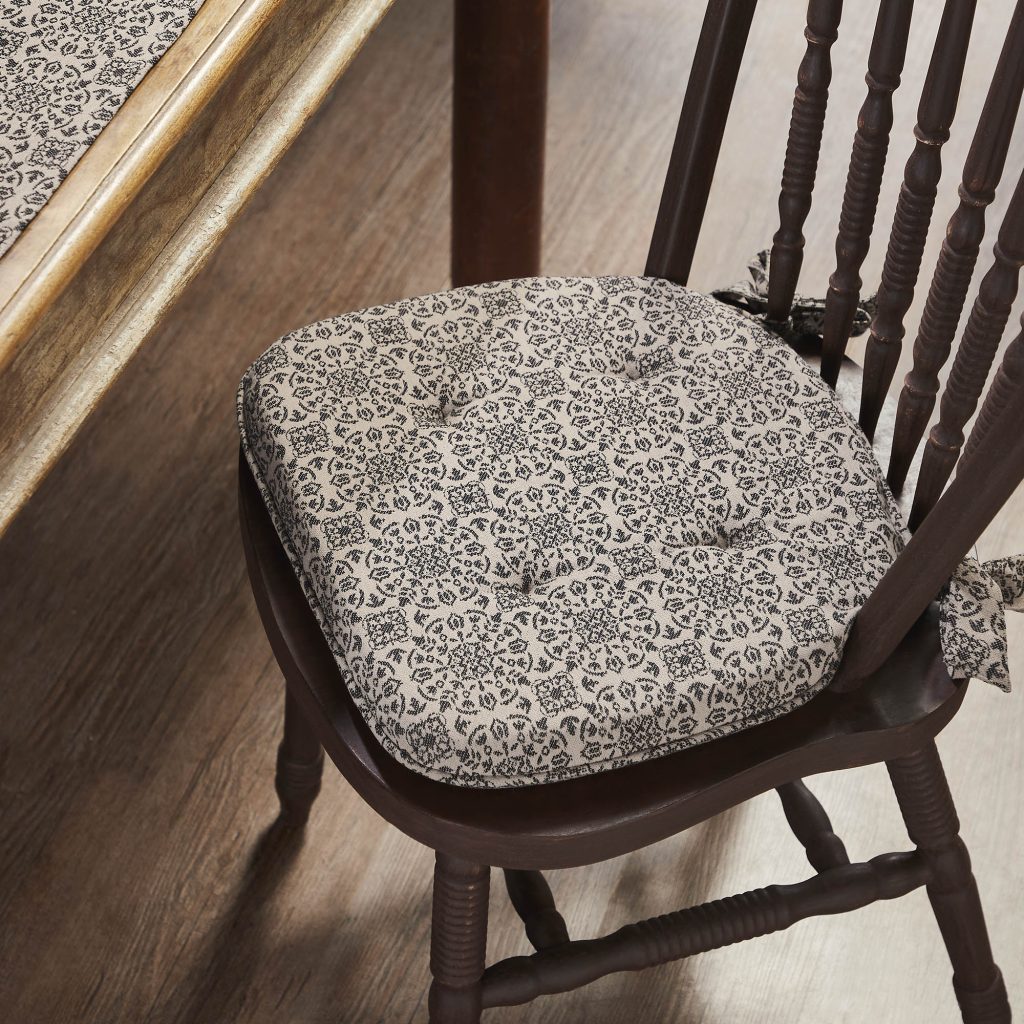 Custom Black Tan Jacquard Chair Pad x 18″W x