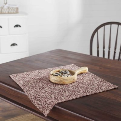 Custom House Burgundy Tan Jacquard Table Topper - 20"