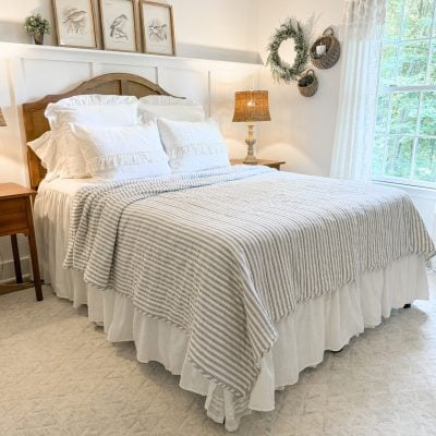 timeless ticking gray quilts farmhouse bed covers