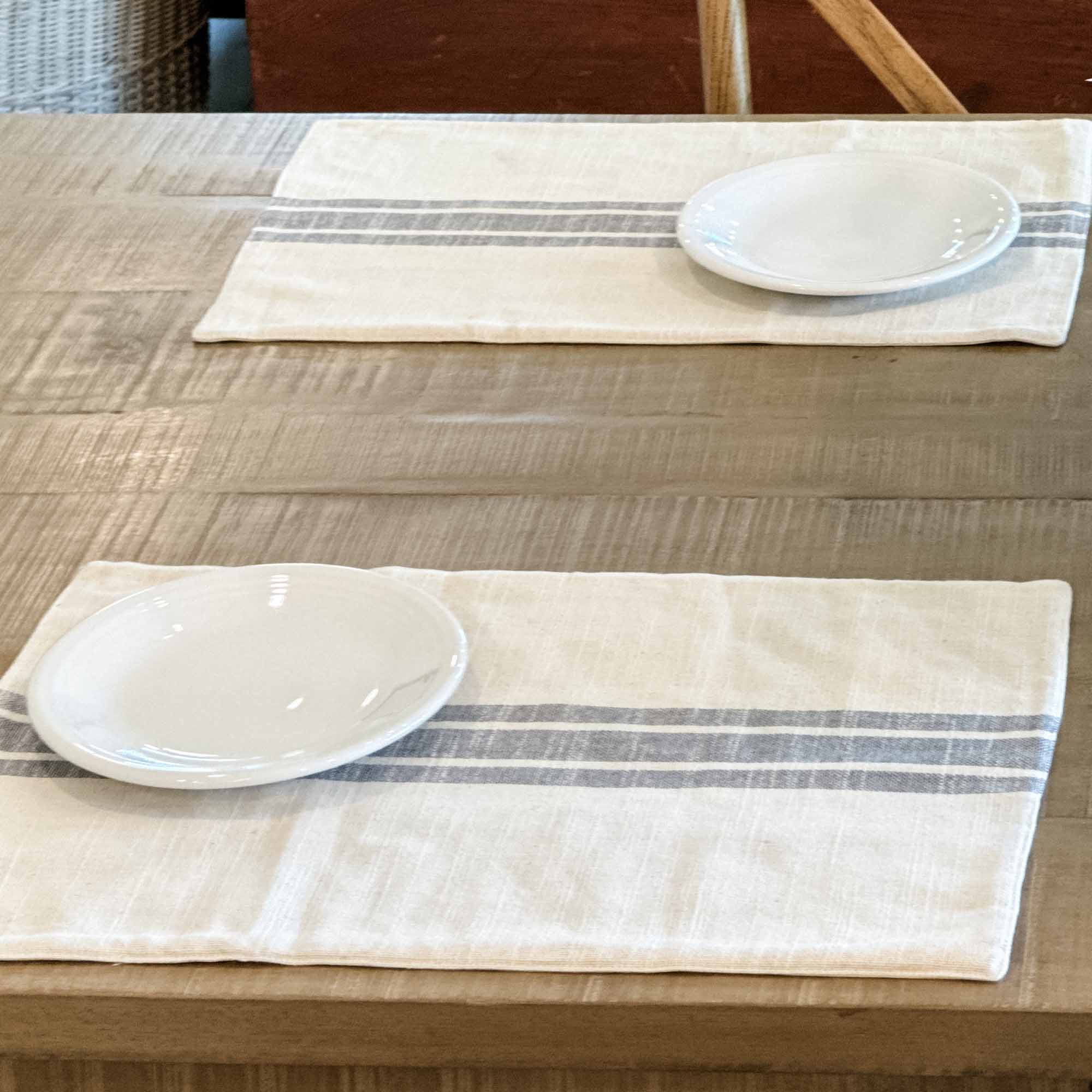 Market Place Gray Grain Sack Stripe Placemat - Set/4 - Image 3