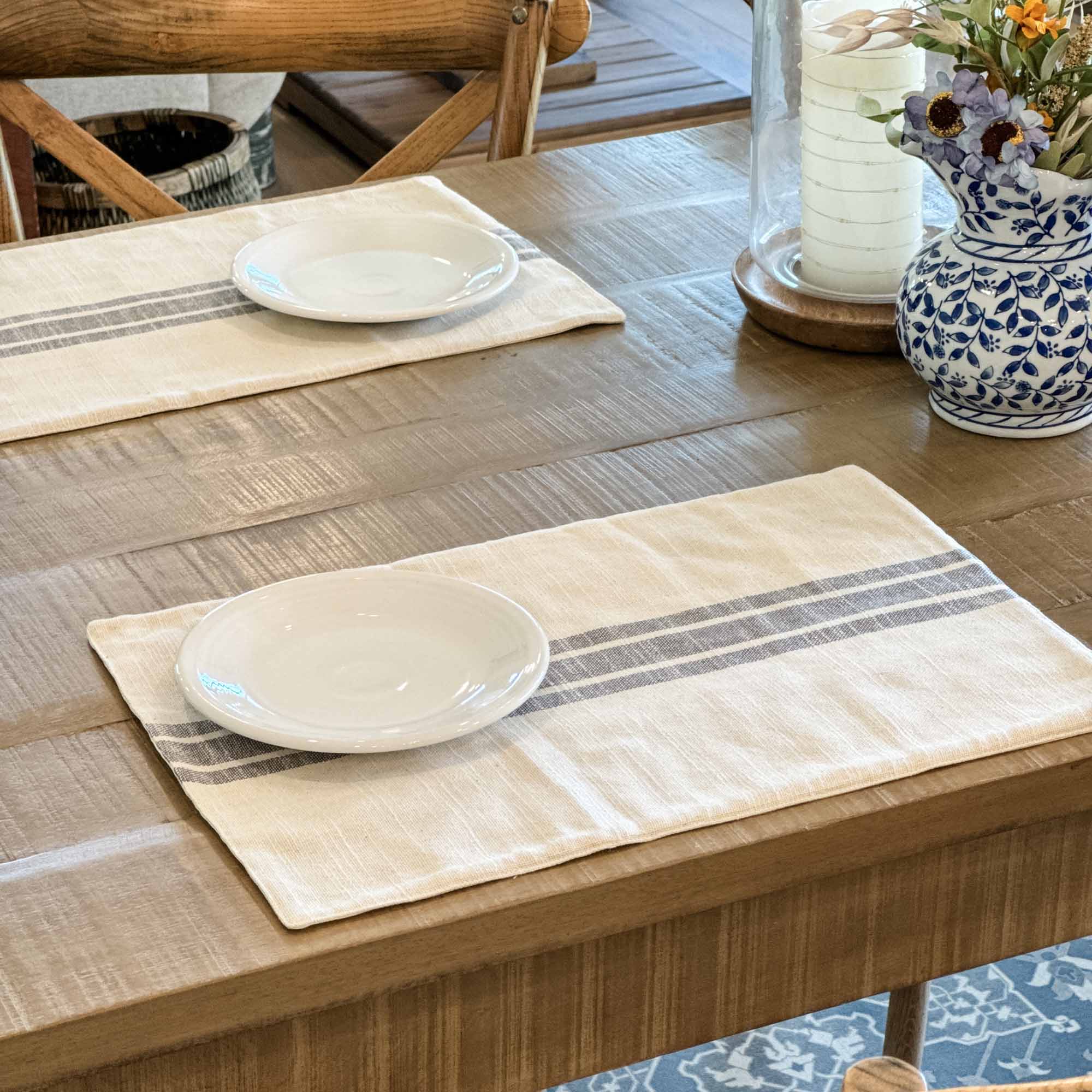 Market Place Gray Grain Sack Stripe Placemat - Set/4