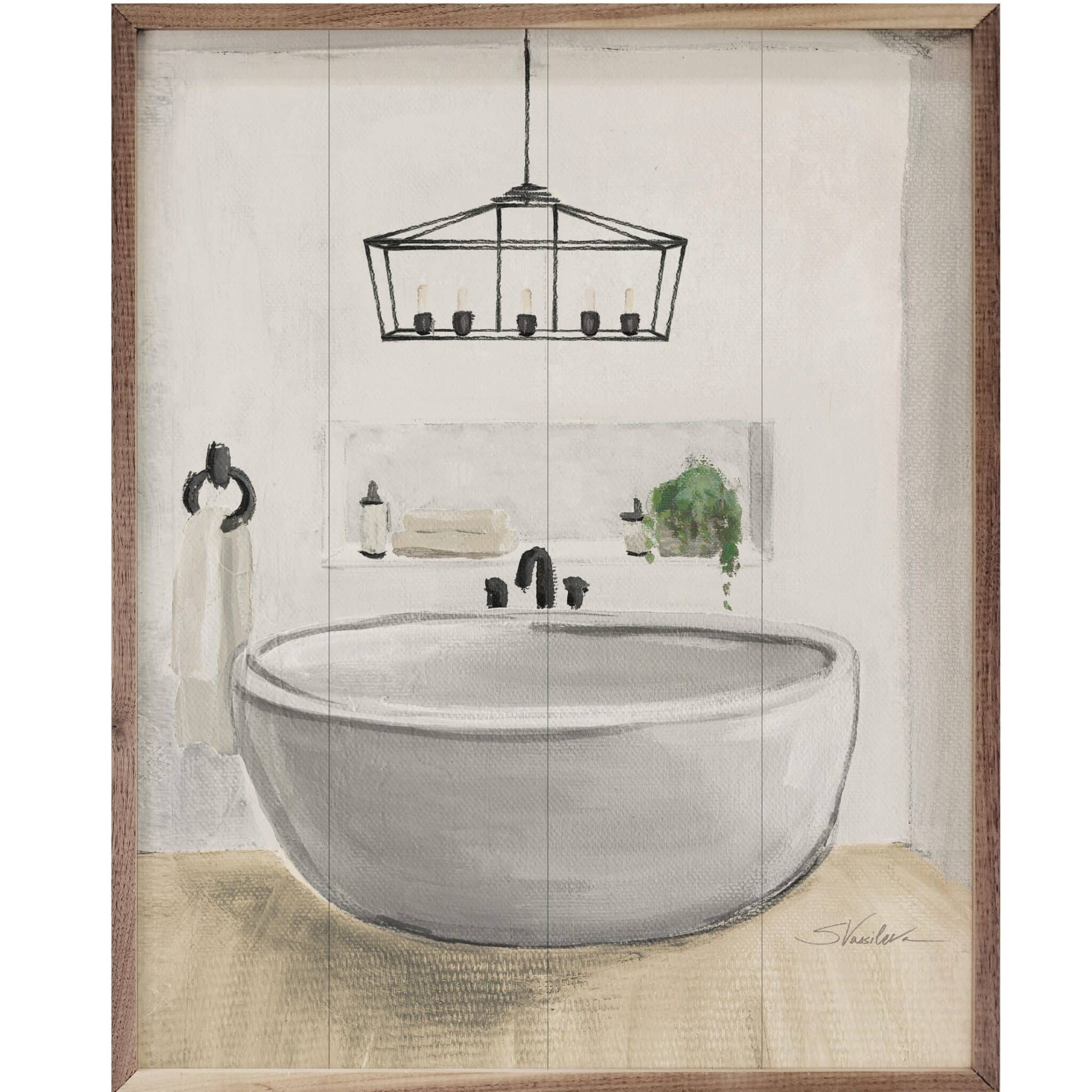 Attic Bathroom II Blonde Wooden Sign