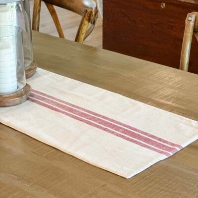 Market Place Red Grain Sack Stripe Table Runner - 36"