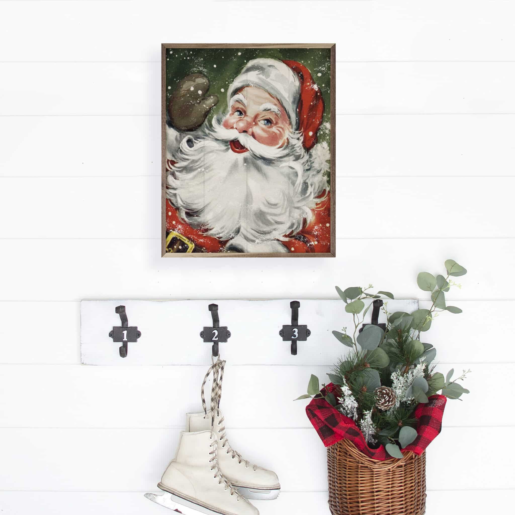 Santa With Snow Green Wooden Sign - Image 5