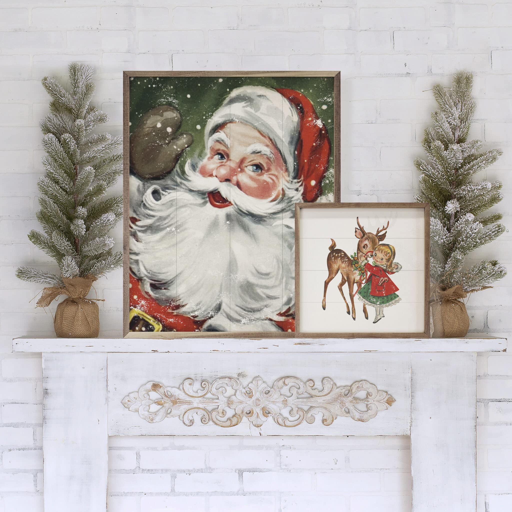 Santa With Snow Green Wooden Sign - Image 3