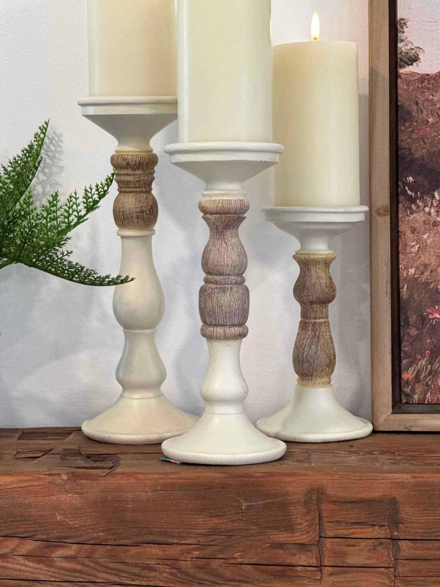 reclaimed grace candle holders set of three farmhouse candle stands