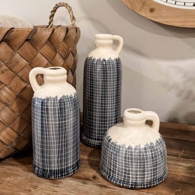 heirloom blue jugs set of 3 assorted farmhouse vases
