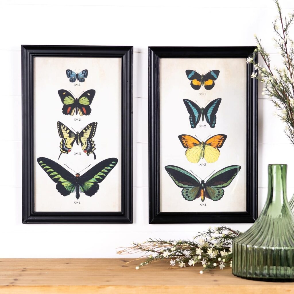 butterfly serendade framed prints set of two farmhouse butterfly artwork