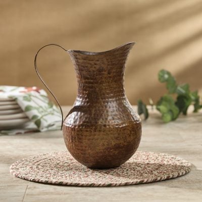 distressed copper pitcher farmhouse jug
