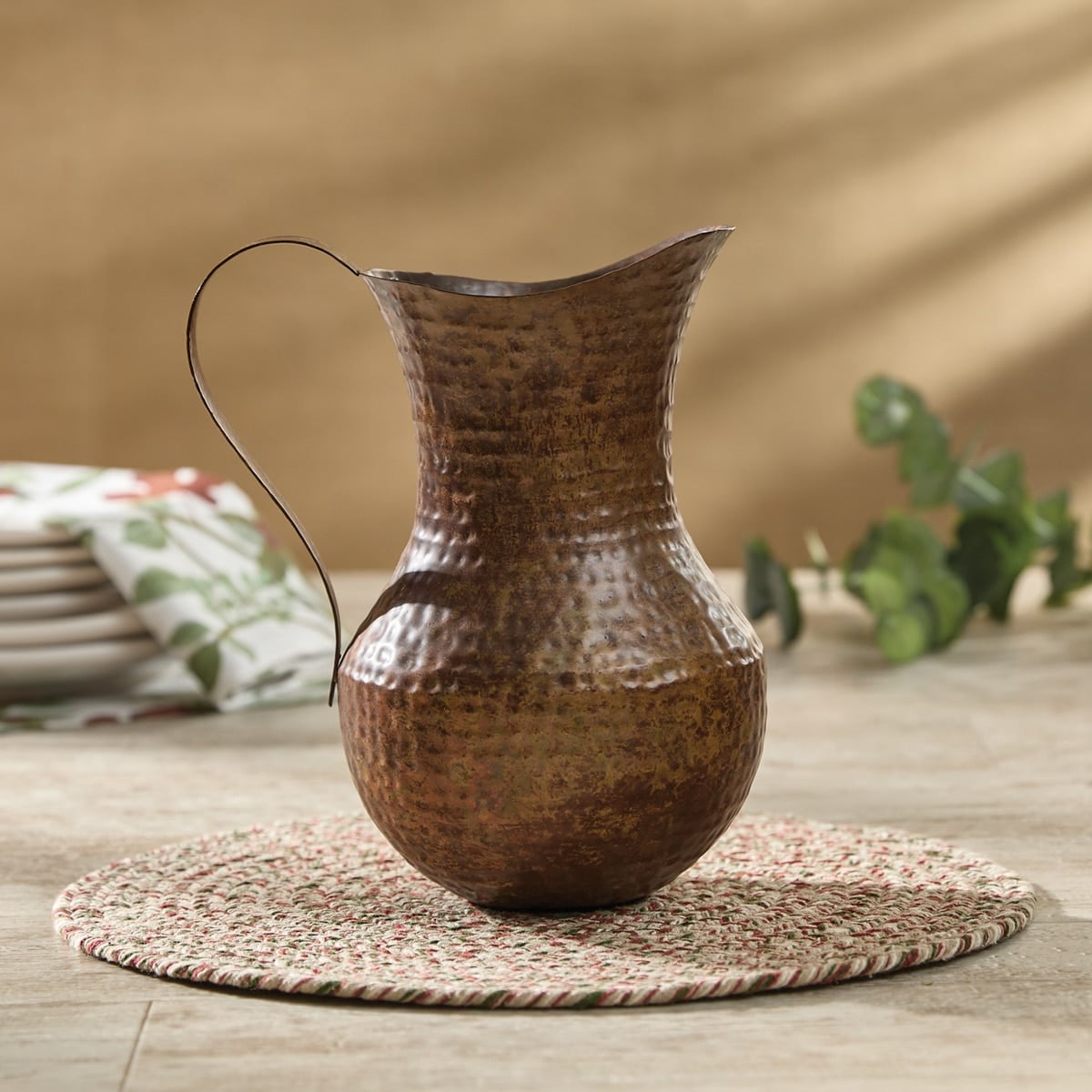 distressed copper pitcher farmhouse jug