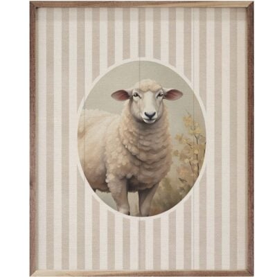 Stripes and Sheep Wooden Sign