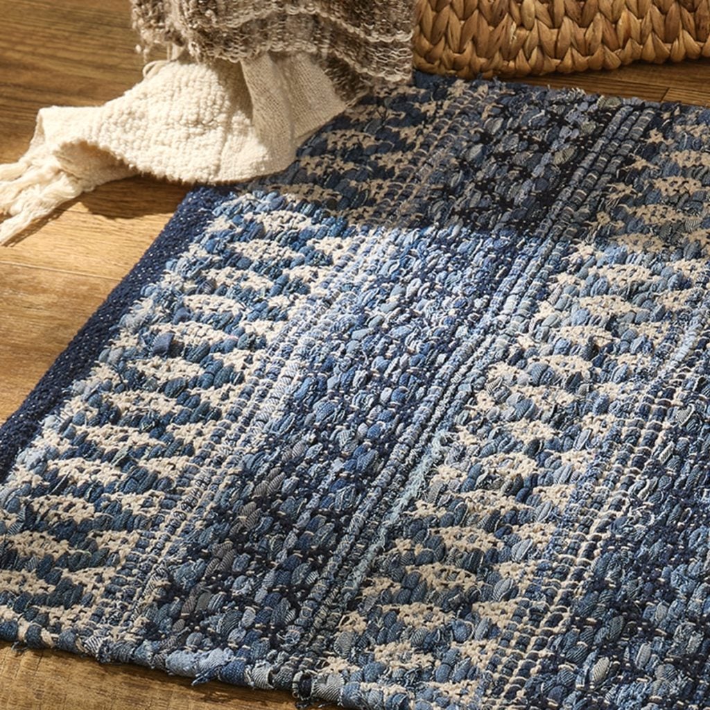dressed up denim rug 2' x 3' farmhouse woven denim rug