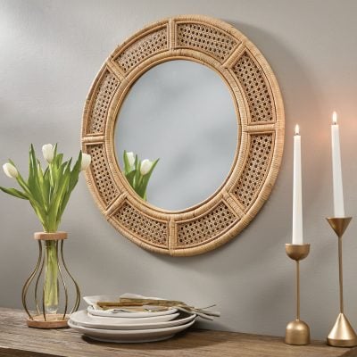 Cane Round Mirror