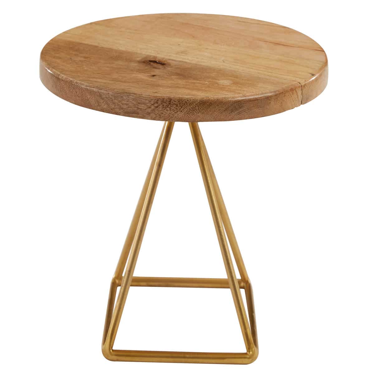 Wood/ Gold Triangle Serving Stand - Tall - Image 3