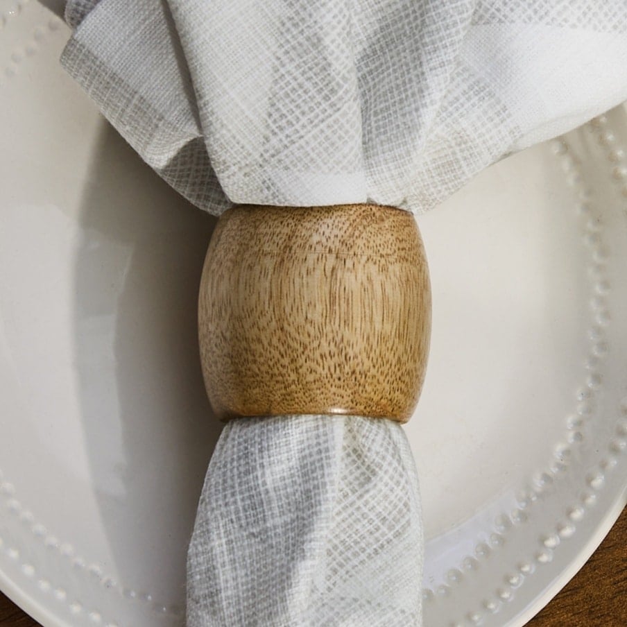 Urban Farmhouse Wood Cuff Napkin Ring, Set/4 Piper Classics