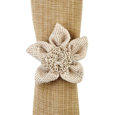 Jute Flower Napkin Ring, Set/4