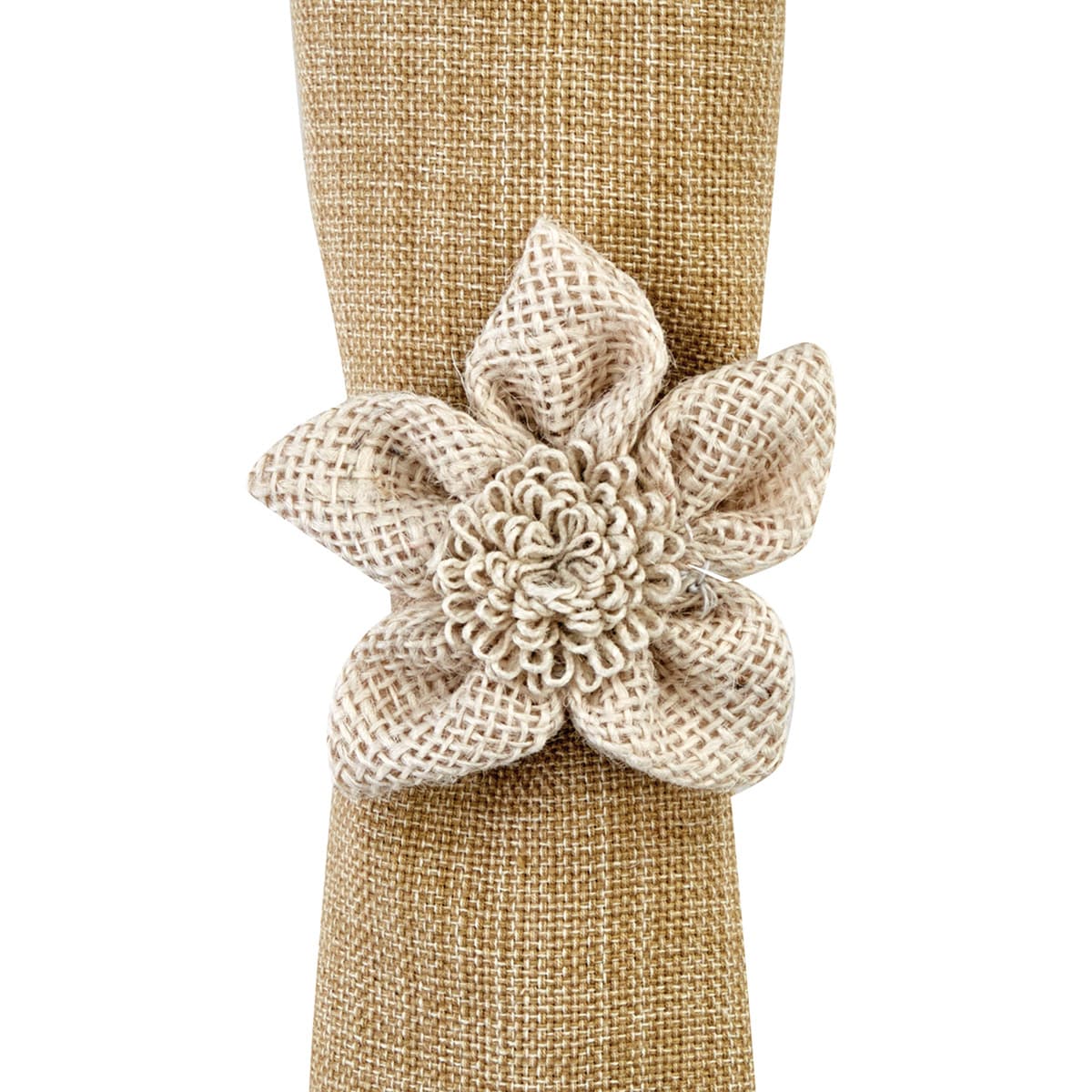 Jute Flower Napkin Ring, Set/4
