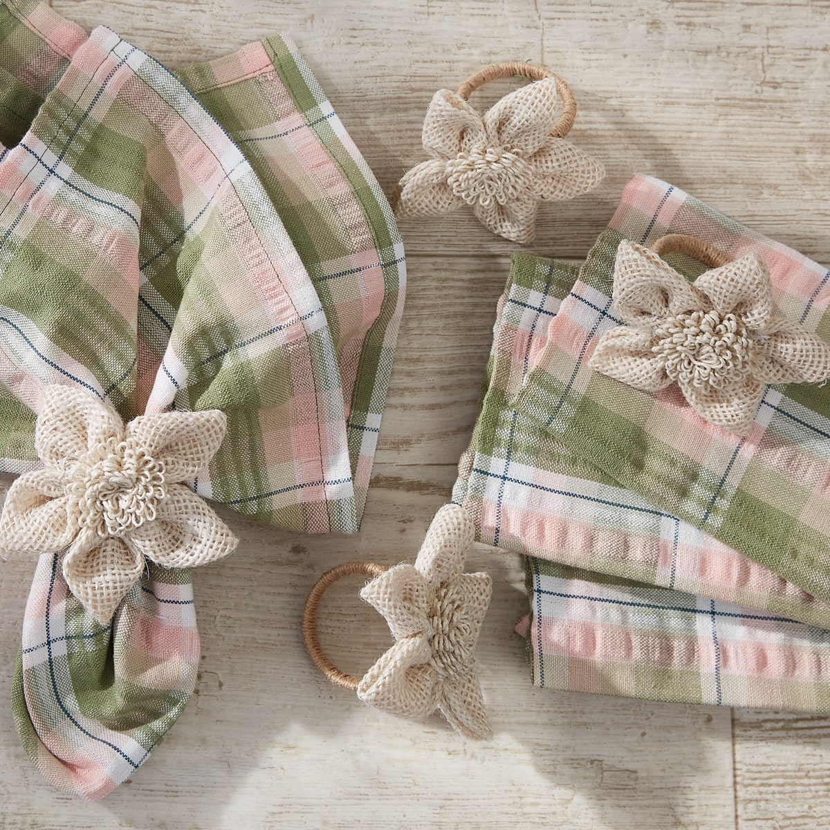 Jute Flower Napkin Ring, Set/4 - Image 3