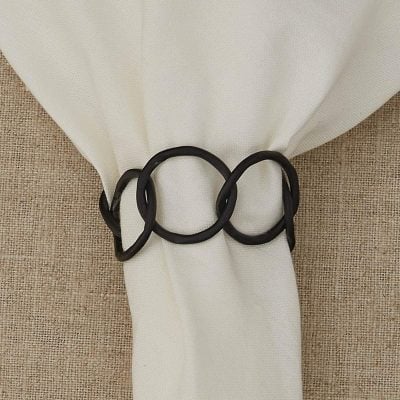 Black Circle Link Napkin Ring, Set/4