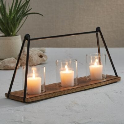 bar and loop centerpiece farmhouse candle display