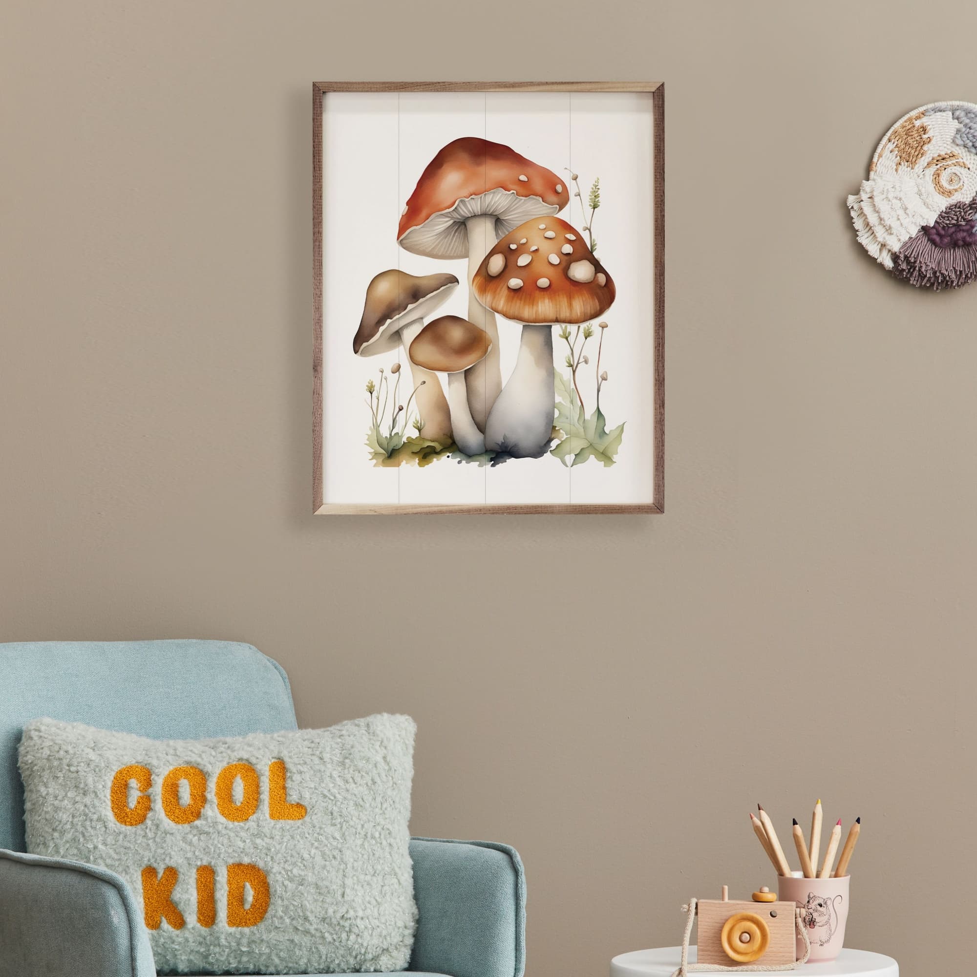 Four Mushrooms White Wooden Sign - Image 3