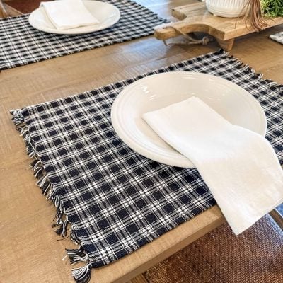 Stafford Black & Cream Placemats, Set/4
