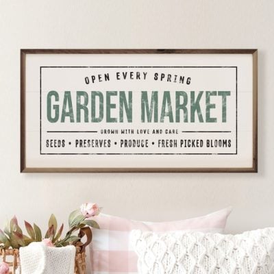 Garden Market White Wooden Sign